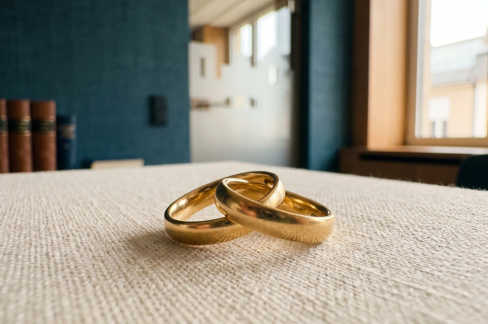 Two interlocked gold wedding rings